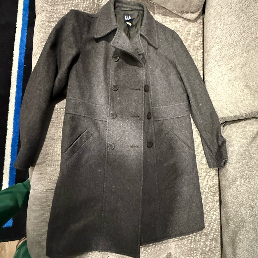 Gap Charcoal Double-Breasted Trench Coat